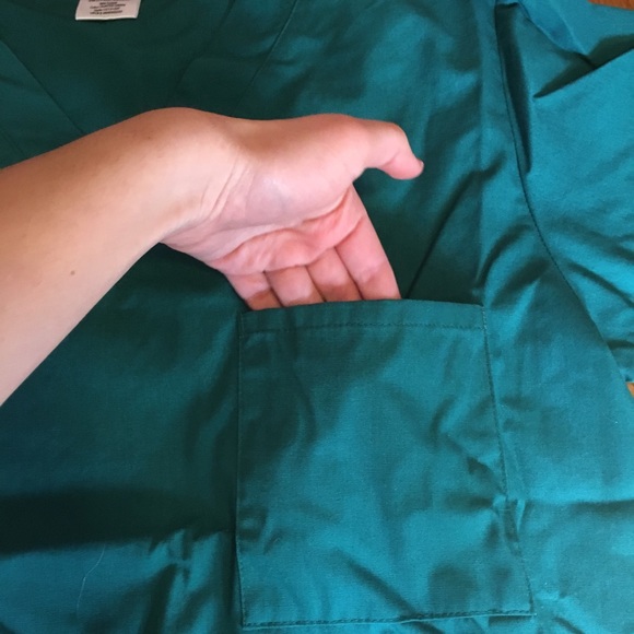 NWOT hunter green scrub top - Picture 3 of 5